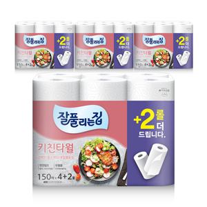 미래생활 잘풀리는집 키친타월 150매 x 4+2롤 x 4팩