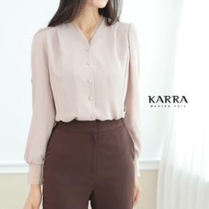 KARRA 배색라인쉬폰블라우스_A3F0378