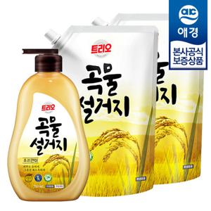 [애경]트리오 우리현미 주방세제 750ml x1개 + 리필 1.2L x2개