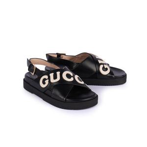 구찌 GUCCI 로고 스트랩 샌들 블랙 738691 AAB3J 1363