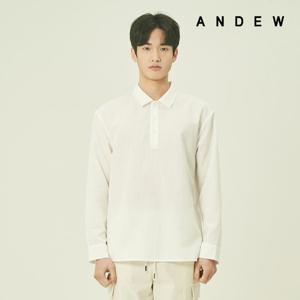 [ANDEW] 남성 세미오버핏 슬럽 기본카라 반오픈 긴팔 셔츠(O212S