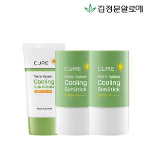 [김정문알로에] 큐어 쿨링선스틱 2개+쿨링선크림40ml 1개