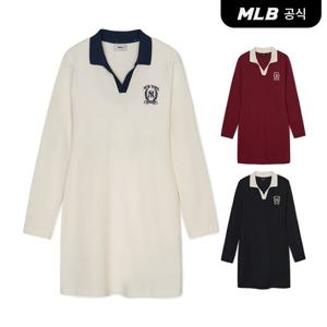 [MLB] 여성 오픈카라 바시티 슬림핏 원피스 (3 COLOR)