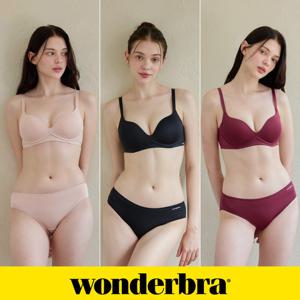 [Wonderbra] 일체형 볼륨 몰드 노와이어 베이지+블랙+레드