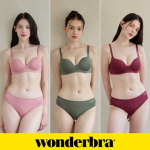 [Wonderbra] 일체형 볼륨 몰드 노와이어 다크핑크+다크그린+레드