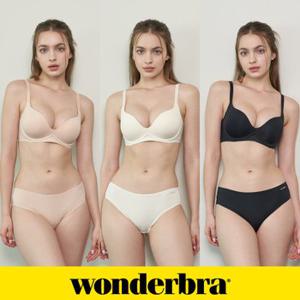 [Wonderbra] 일체형 볼륨 몰드 노와이어 브라팬티 6종세트 오트밀+배이지+블랙 WBW3O020304A_T