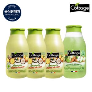 코티지 파인애플&코코넛 샤워 밀크(250ml x 3개) + 바디스크럽 샤워젤 270ml