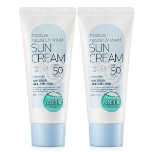 바세린 내추럴 UV 쉴드 선크림 썬크림 60g 2개 / SPF50+ PA++++ 자외선차단+미백+주름개선 기능성