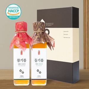 [웰굿]국산 저온압착 참기름 들기름 선물세트 1호(참기름,들기름,각170ml)