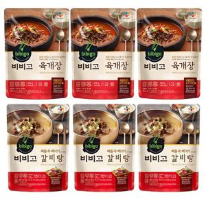 비비고 육개장 500g x 3팩 + 갈비탕 400g x 3팩