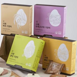 [사평기정떡] 백미+자색고구마+울금+뽕잎 기정떡/ 각 2박스씩/총 8박스 (박스당 70g x 8봉입)