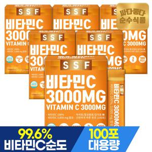 순수식품 비타민C 3000mg 6박스(600포) 실속형 비타민씨 100% 분말 스틱