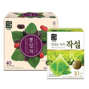 [녹차원]국내산뽕잎차 40티백 + 맛있는 녹차작설 10티백