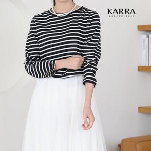 KARRA (77까지)스트라이프코튼라운드티셔츠_KB2FTS011Q