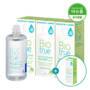 바슈롬 바이오트루 500ml x 3개 + 바이오트루 60ml 증정 렌즈 세척액 세정액 관리용액 보존액 식염수