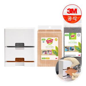 [3M]일회용 원데이 수세미 플러스 디스펜서(리필 10입)+소프트 60매+강력 30매외 리필 수세미 및 주방