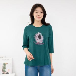 여성 엄마옷 모슬린 데일리 7부 라운드 티셔츠 TS402040 중년여성의류/50대/60대/마담/빅사이즈/할머니옷