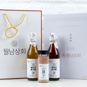 Fresh 24년 추석 선물세트 국내산 참기름 정성 4호세트 (참기름 350ml+들기름 350ml+볶음통참깨 120g)