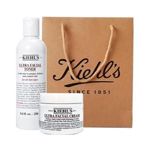 [Kiehls] 키엘 보습 기프트 세트(울트라 훼이셜 크림 125ml 1개 + 울트라 훼이셜 토너 250ml 1개 + 쇼핑백)