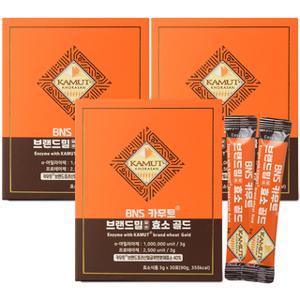 BNS 카무트® 브랜드밀 함유 효소 골드 스틱 3개월분(3gX30포X3박스)곡물 발효 효소 폭탄 분말