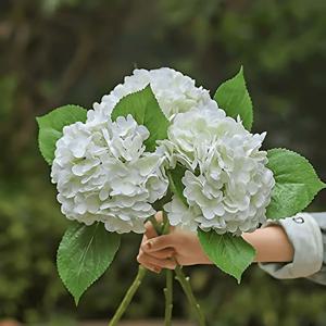 TEMU 3pcs, 화이트 인공 수국 꽃, 대형 자연스러운 실감 수국 꽃 가짜 홈 파티 장식 야외 웨딩 테이블 장식, 미학적인 방 장식, 홈 장식