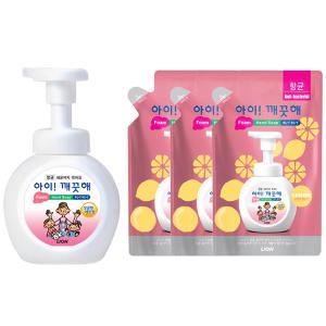 아이깨끗해 항균폼 핸드솝 용기 250ml 1개+ 리필 200ml 3개 레몬향 거품형 손세정제 핸드워시