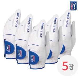 [5장세트]PGA TOUR 맥스 핏 골프 남성 반양피 골프장갑