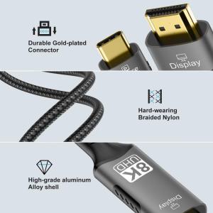 8K USB C to HDMI 2.1 케이블 어댑터 C타입 썬더볼트 3 프로 노트북과 호환 가능 60Hz