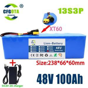 13S3P 48V 리튬 이온 배터리 팩 1000W BMS 포함 52V 전기 자전거 스쿠터 및 54.6V 100Ah