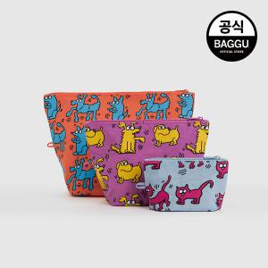 BAGGU 바쿠 고 파우치 3SET 키스 해링 펫