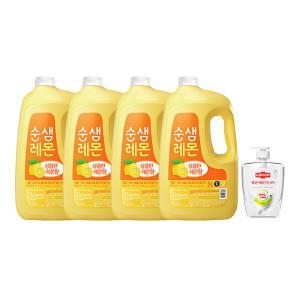 순샘 주방세제 대용량 레몬, 3L, 4개 + 랩신 항균주방세제 3in1 레몬 750ml,1개