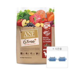 ANF 6free 플러스 인도어 독 소고기 연어, 1.6kg, 1개 + 물티슈, 70매, 2개