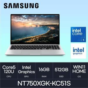 HMC / 삼성전자 갤럭시북4 / NT750XGK-KC51S (D4 RAM 16GB / NVMe 512GB / WIN11H) / 코어5-120U