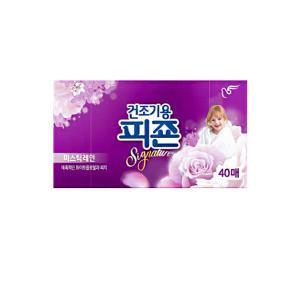 피죤 건조기용 섬유유연제 드라이시트 40매 미스틱레인 건조기시트