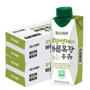 파스퇴르 무항생제 바른목장우유 250mL 36입 멸균흰우유