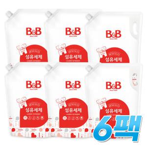 비앤비 섬유세제 캡리필 1800ml x6개 유연제 자스민 베르가못 섬유 아기 유아