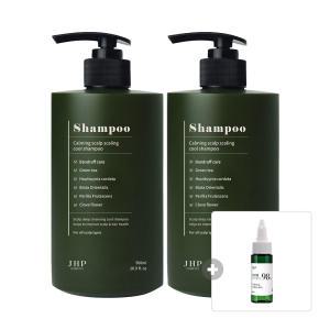 JHP 녹초엽 지루성 약산성 비듬 청소년 두피 샴푸, 500ml, 2개 + 증정 두피토닉, 20ml, 1개