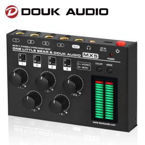 Douk Audio MX5 4 채널 믹서, 초저소음 스테레오, 모노 라인 클럽, 바, 스튜디오용 듀얼 LED 레벨 계량기,