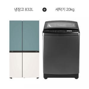 엘지 832L 냉장고+루컴즈 20kg 통돌이 세탁기 렌탈 S834MTE20+WTG200W1 (S) 상품권 당일 지급