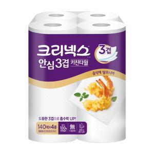 크리넥스 프리미엄 안심 키친타올 140매 4롤 2팩