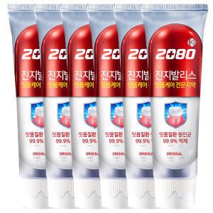 애경 2080 진지발리스 치약 120g 6개 (오리지널 프로폴리스 허벌민트)