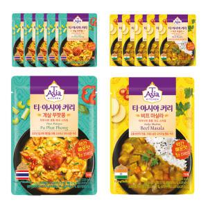 티아시아키친 비프 마살라 커리, 170g, 6개 + 게살 푸팟퐁 커리, 170g, 6개