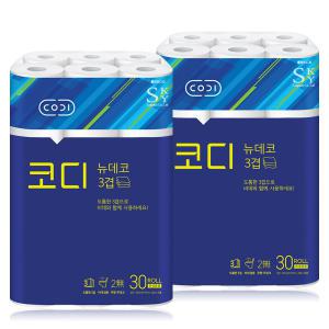 코디 뉴데코 3겹 25M 30롤x2팩 /화장지 두루마리 휴지