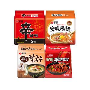 농심 신라면, 120g, 5개 + 안성탕면,125g, 5개 + 후루룩칼국수, 97g, 4개 + 사천짜파게티, 137g, 4개