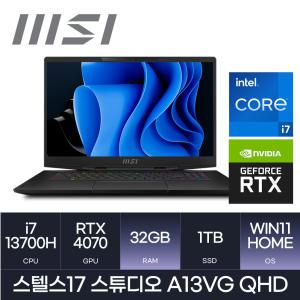 HMC i7 x RTX4070 l 마우스 l 스텔스17 스튜디오 A13VG QHD (DDR5 32GB / Win11)