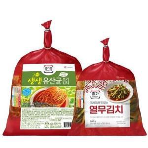 종가 집밥 종가 생생유산균 포기김치 3.2kg x 2개+열무김치 900g 김장 김치찜 찌개 여행 자취 친정엄마 라