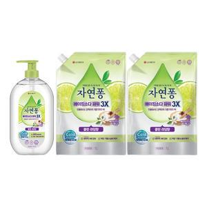 자연퐁 베이킹소다파워 3X 라임 용기 735ML, 1개 + 리필 1L, 2개