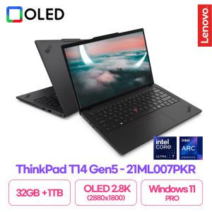 ThinkPad T14 Gen 5 OLED (21ML007PKR) 인텔Ultra7 155H 32GB 1TB 2.8K OLED Win11Pro 5G