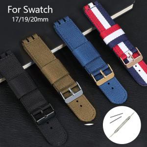 나일론 가죽 손목 스트랩 SWATCH 시리즈 캔버스 교체 시계 밴드 17mm 19mm 20mm 남녀공용 발찌 액세서리