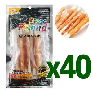 굿프랜드 치킨츄 우유스틱껌 60g x40/개껌/우유껌/닭꼬치사사미